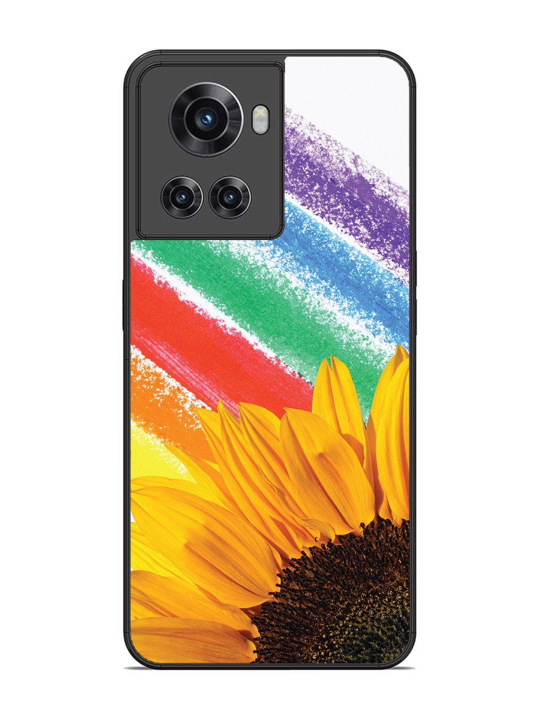 OnePlus 10R Sunflower on Colourful Lines