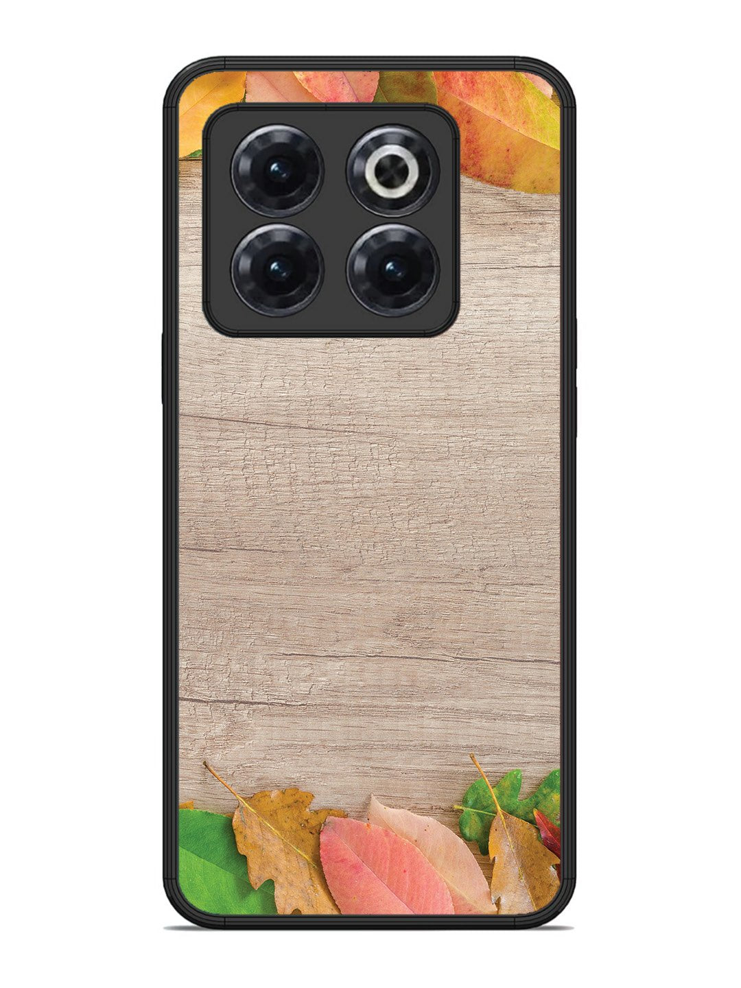 OnePlus 10T Autumn Leafs On Wooden Table