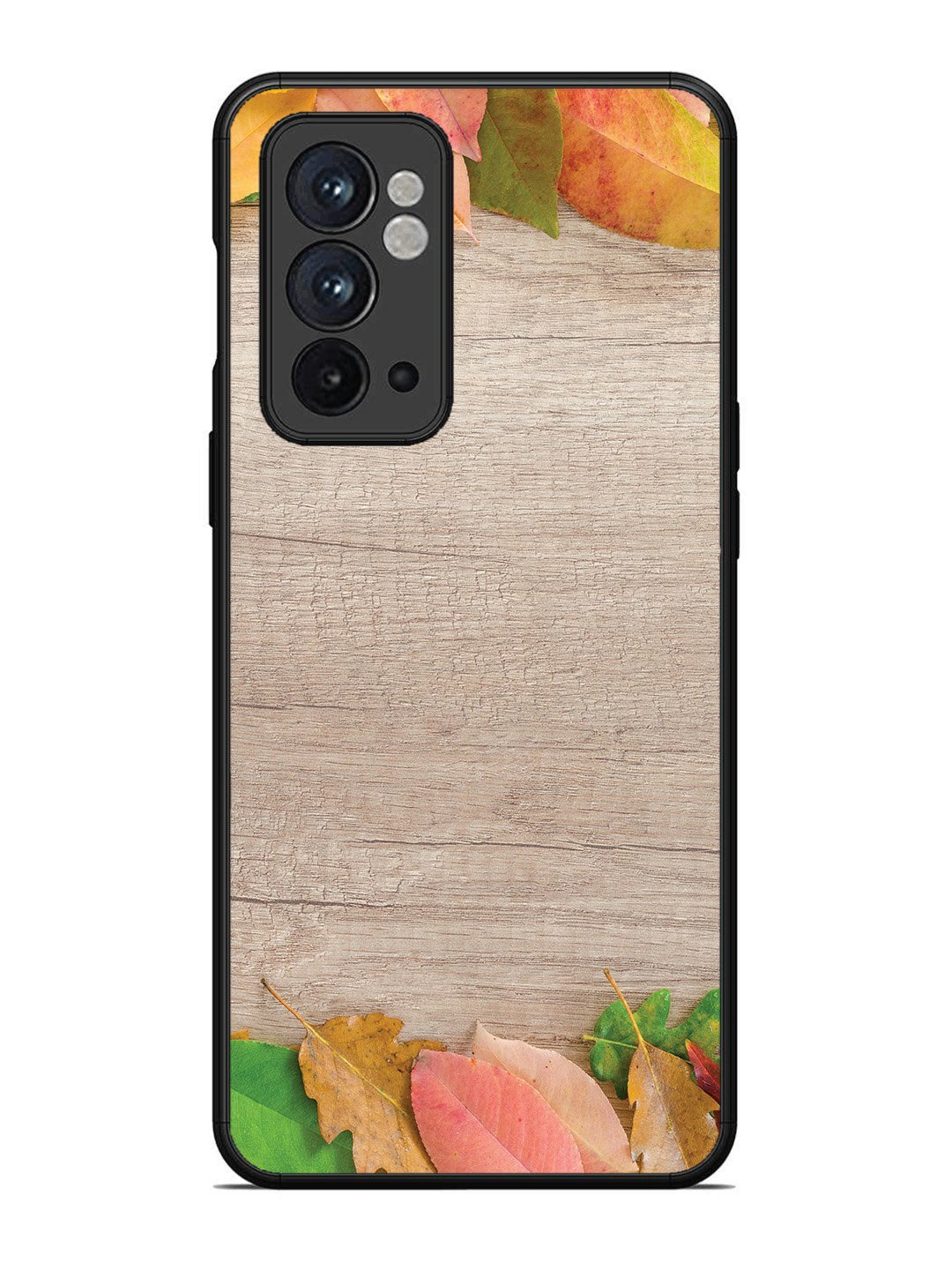 OnePlus 9RT Autumn Leafs On Wooden Table
