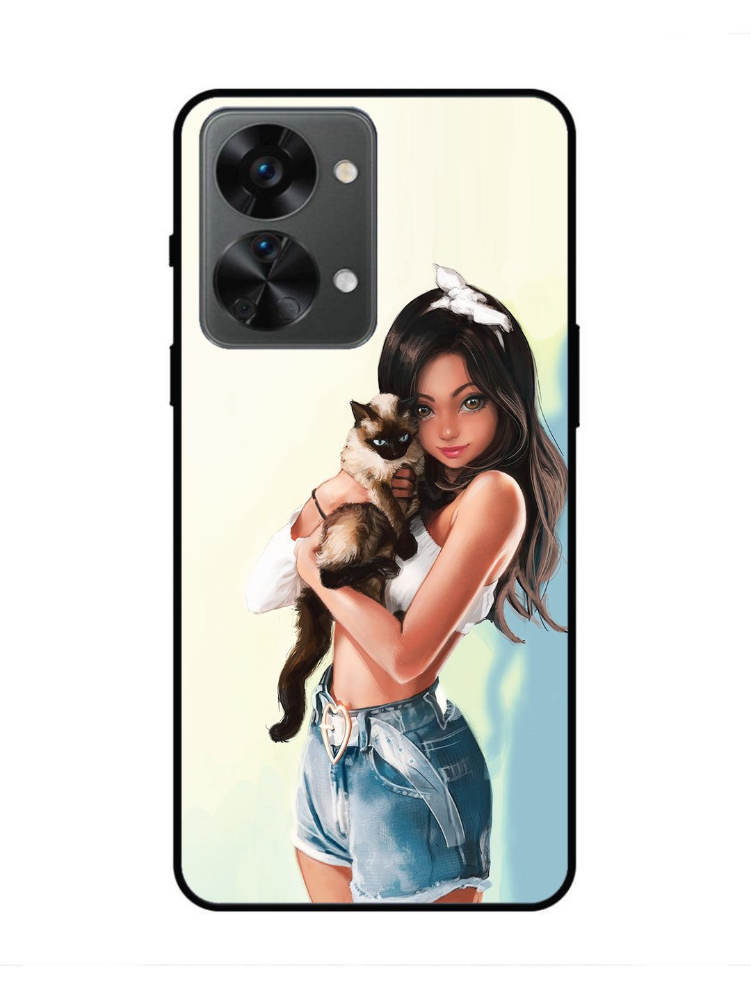 oneplus nord 2t 5g Cute Girl with Cat