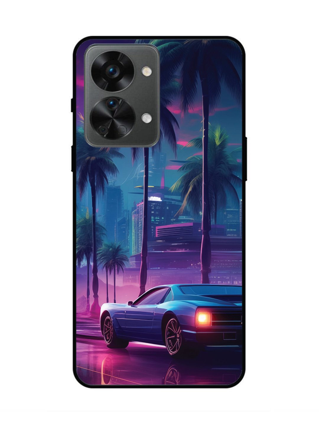 oneplus nord 2t 5g sunset-sports-car-city-palm-trees
