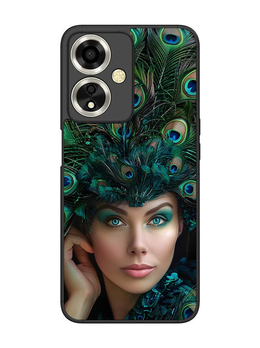 oppo a59 5g Girl with peacock feather Crown