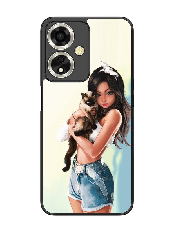 oppo a59 5g Cute Girl with Cat
