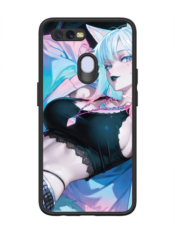 Oppo A7 anime girl fox headpohone white Hair