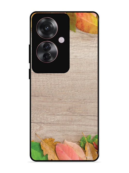 Oppo F25 Pro 5G Autumn Leafs On Wooden Table