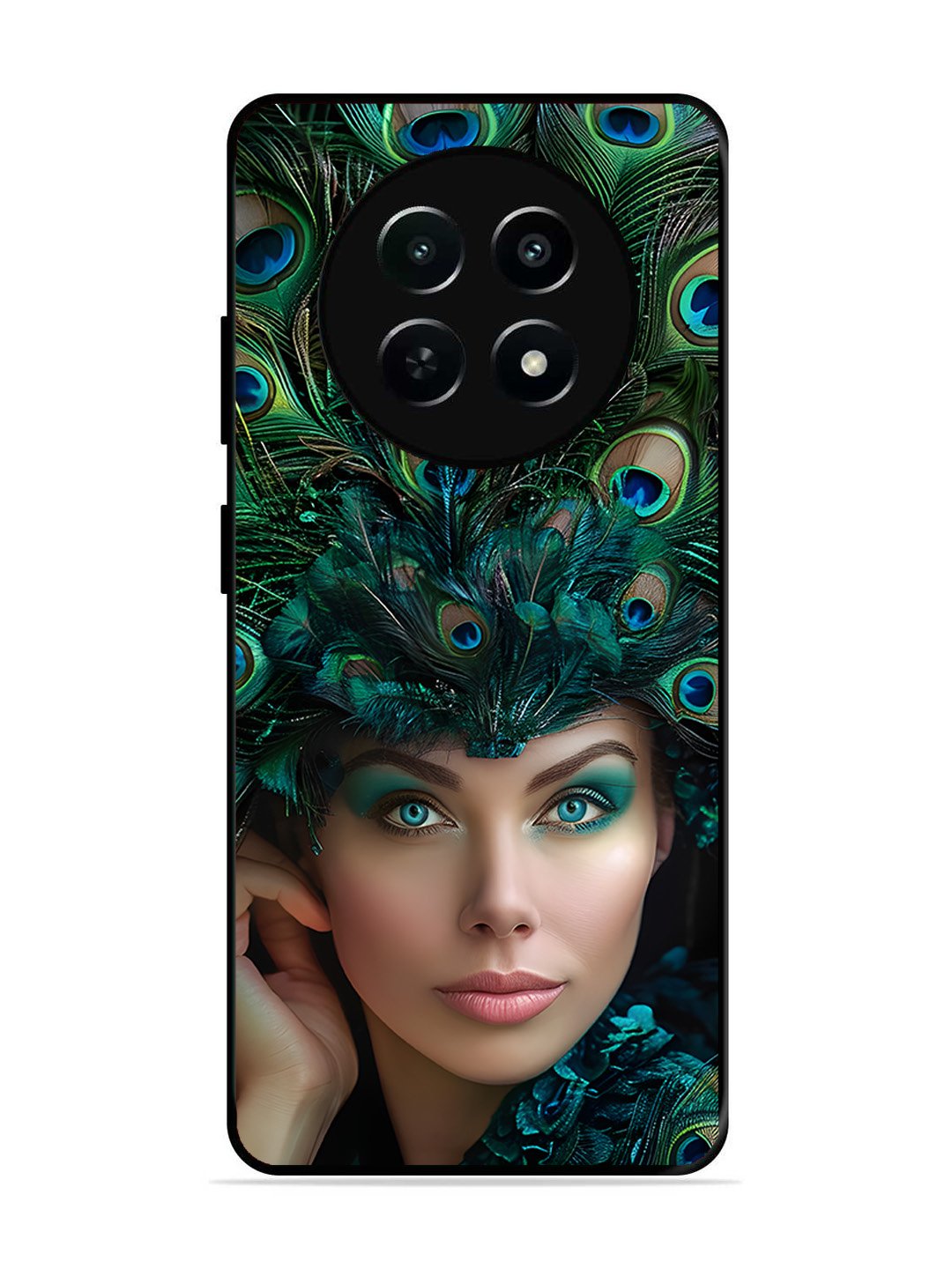 Realme 12 5G Girl with peacock feather Crown
