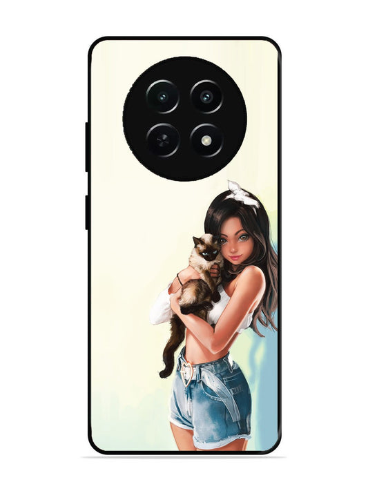 Realme Narzo 70x Cute Girl with Cat