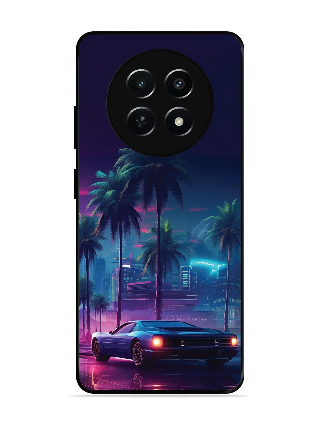 Realme 12 5G sunset-sports-car-city-palm-trees