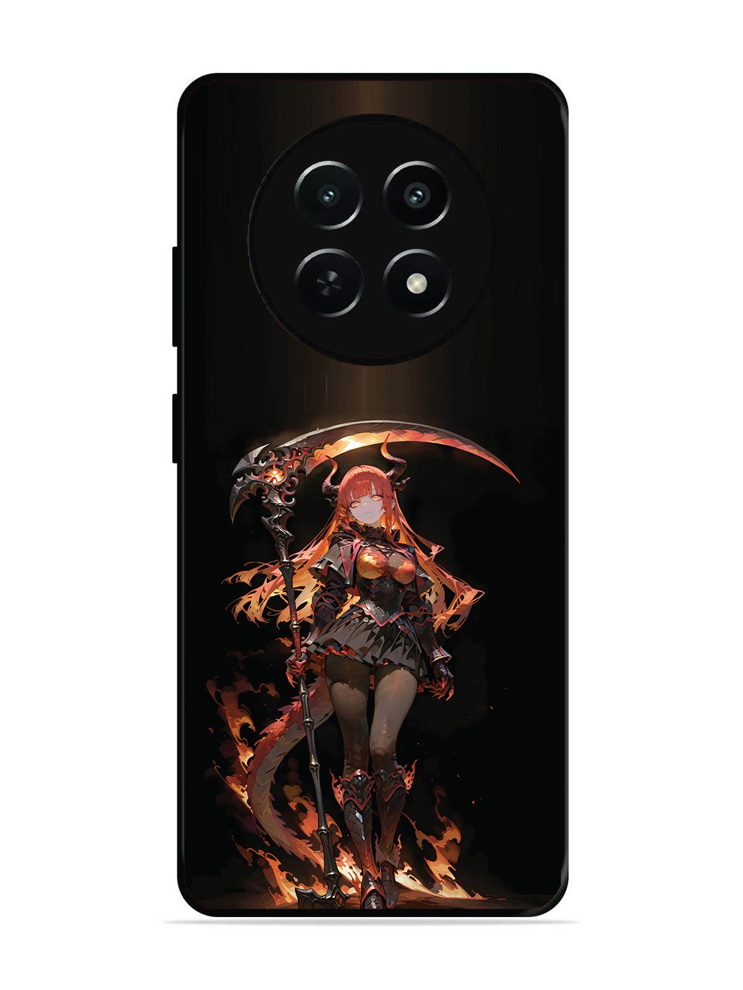 Realme Narzo 70x anime-girl-sycthe-red-hair-horn