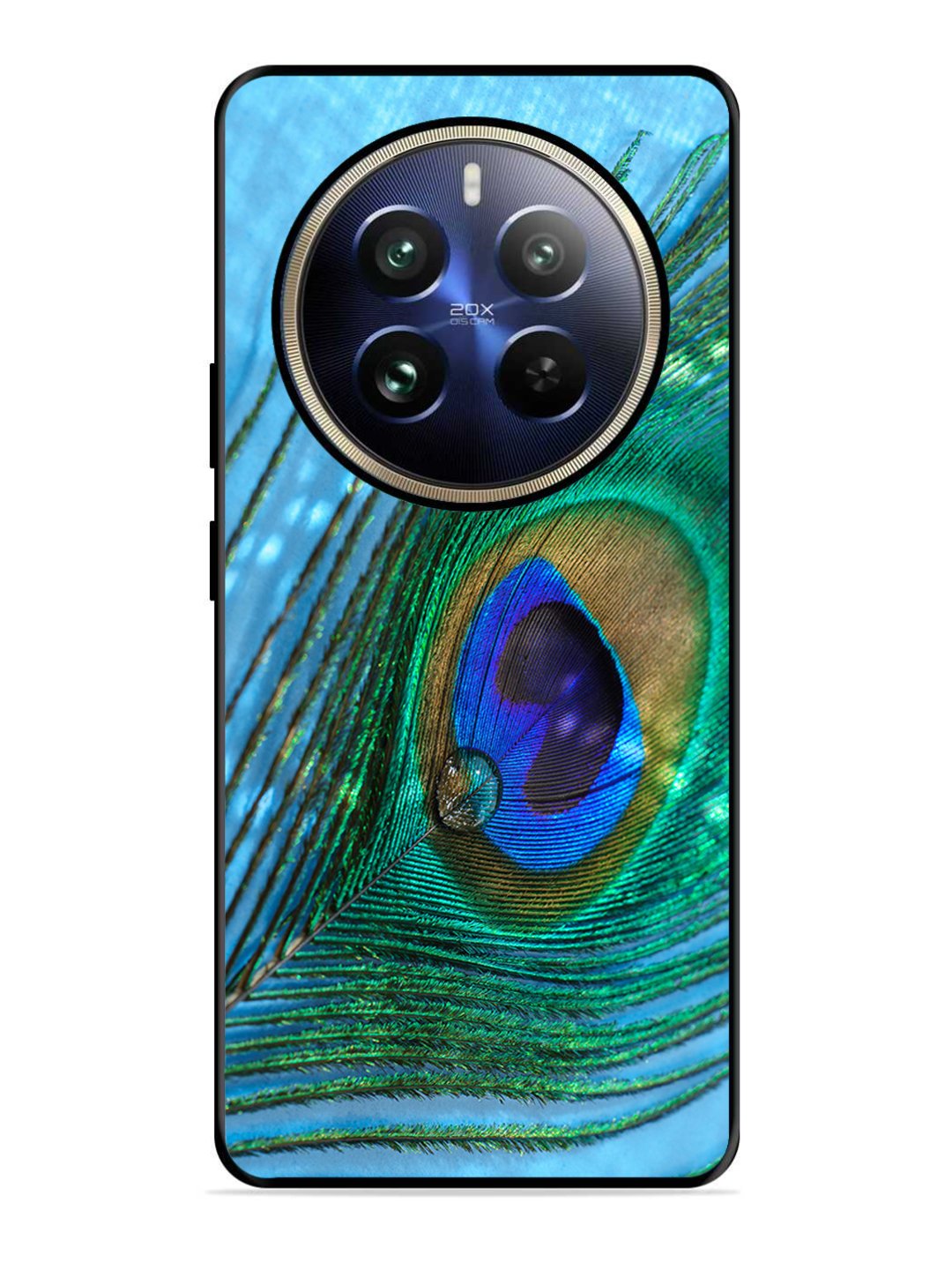 Realme 12 Pro Plus A drop on Peacock Feather