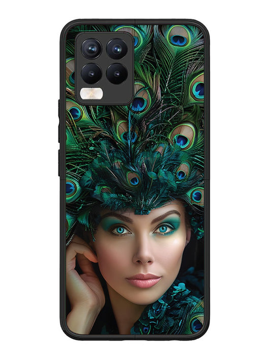 Realme 8 Pro Girl with peacock feather Crown