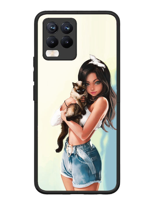 Realme 8 Pro Cute Girl with Cat