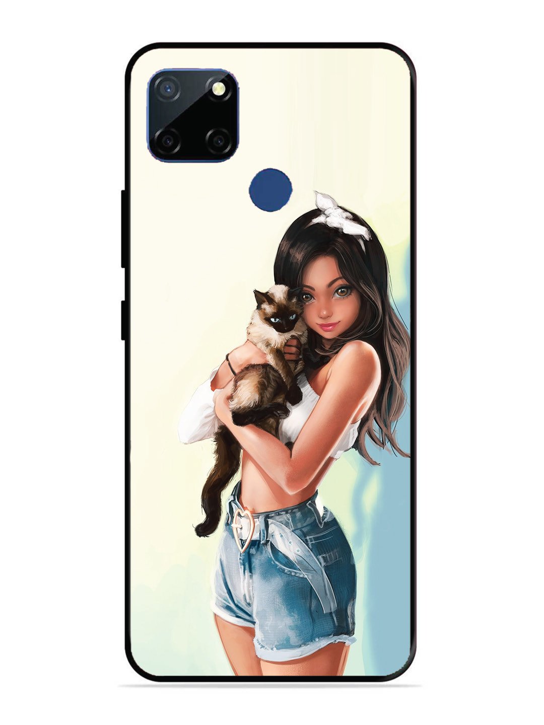 Realme C12 Cute Girl with Cat