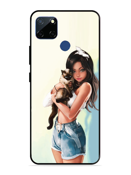 Realme C12 Cute Girl with Cat