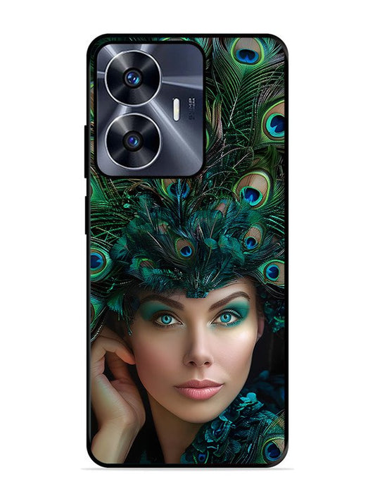 realme c55 Girl with peacock feather Crown