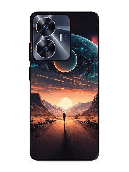 realme c55 Sunset with space scene