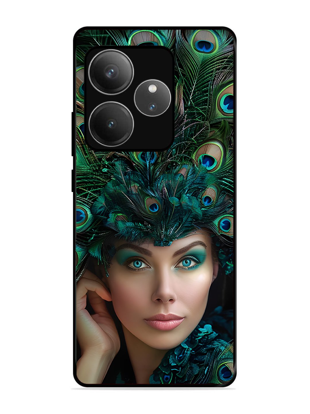 realme gt 6t 5g Girl with peacock feather Crown