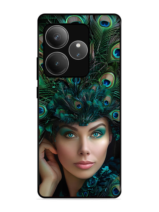 realme gt 6t 5g Girl with peacock feather Crown