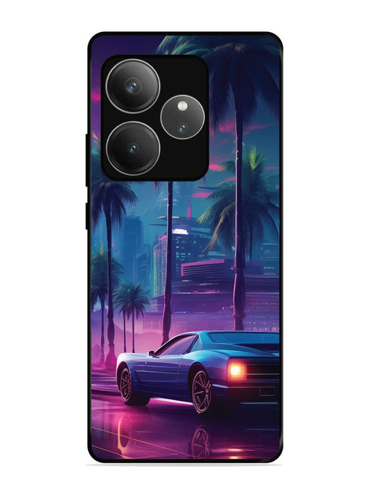 realme gt 6t 5g sunset-sports-car-city-palm-trees