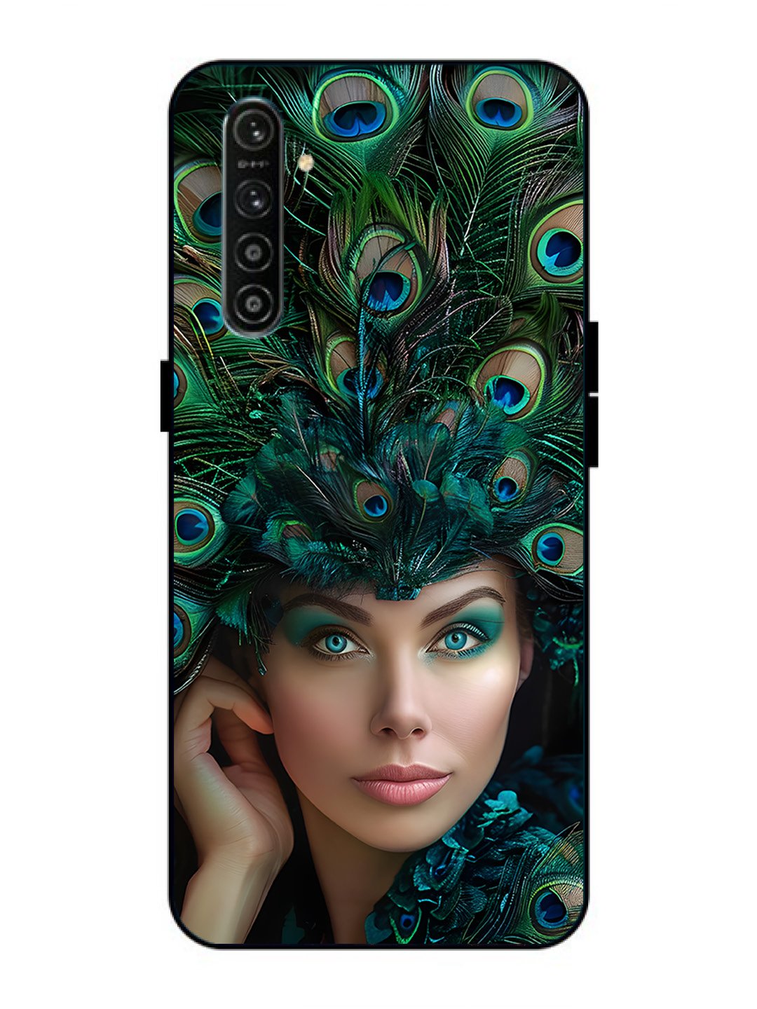 Realme XT Girl with peacock feather Crown