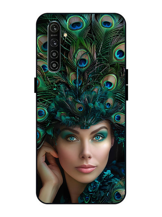 Realme XT Girl with peacock feather Crown