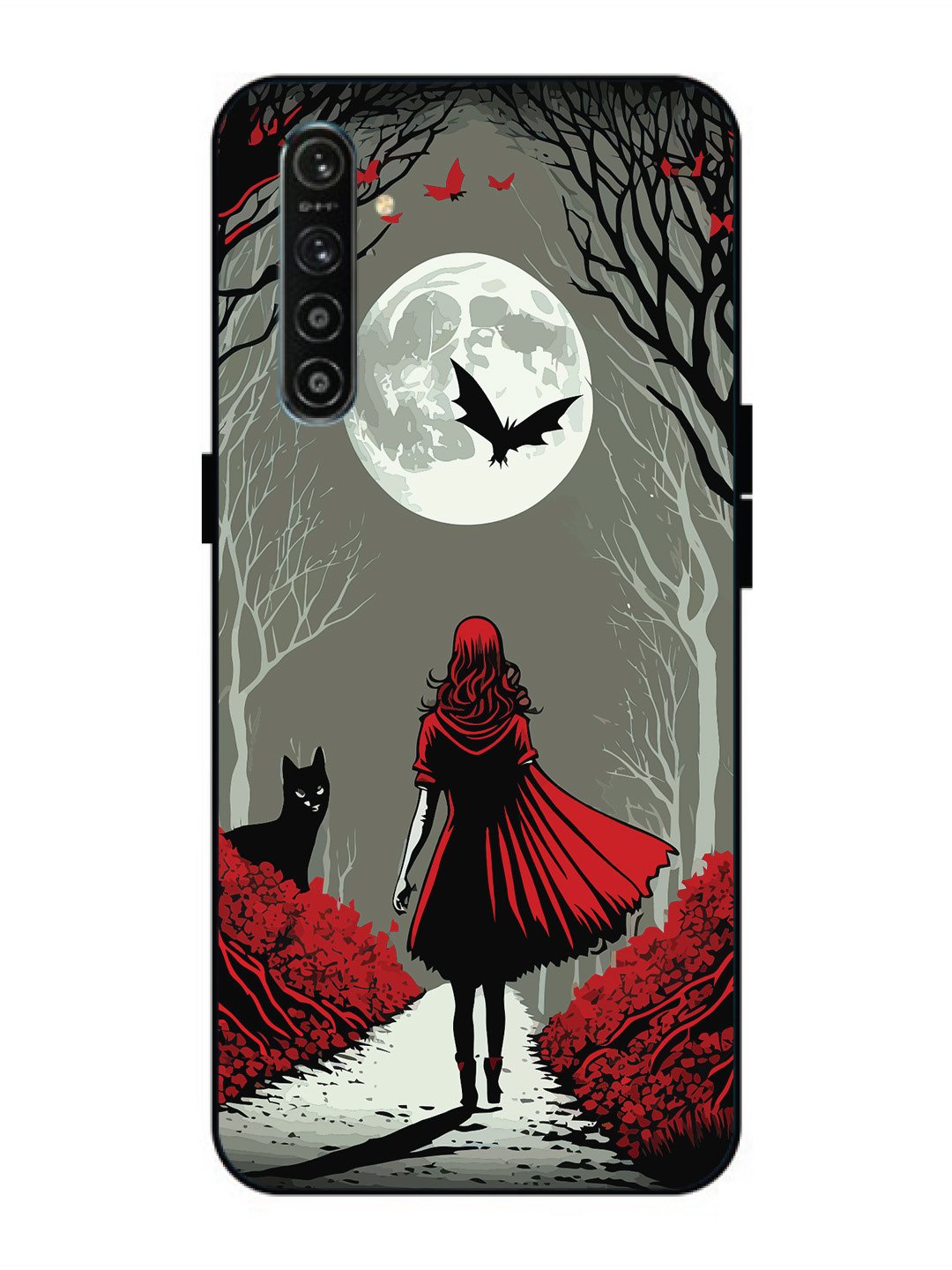Realme X2 Scarlet Girl in Red Forest