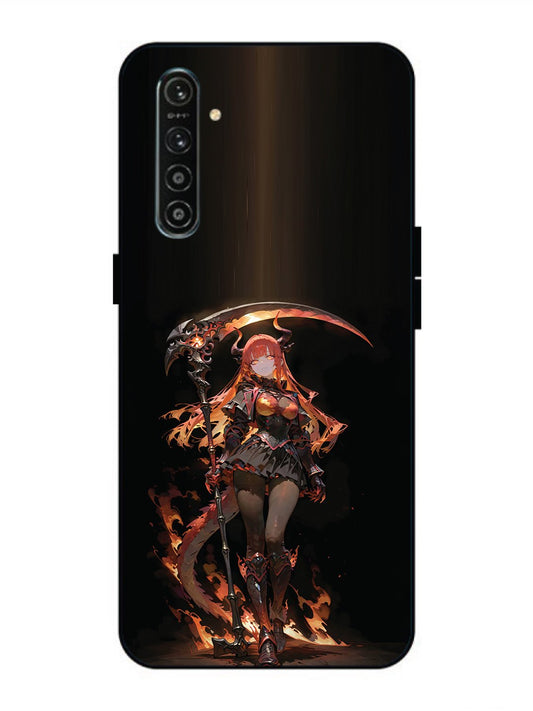 Realme XT anime-girl-sycthe-red-hair-horn