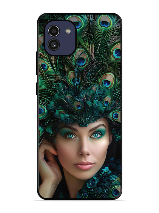 Samsung Galaxy A03 Girl with peacock feather Crown