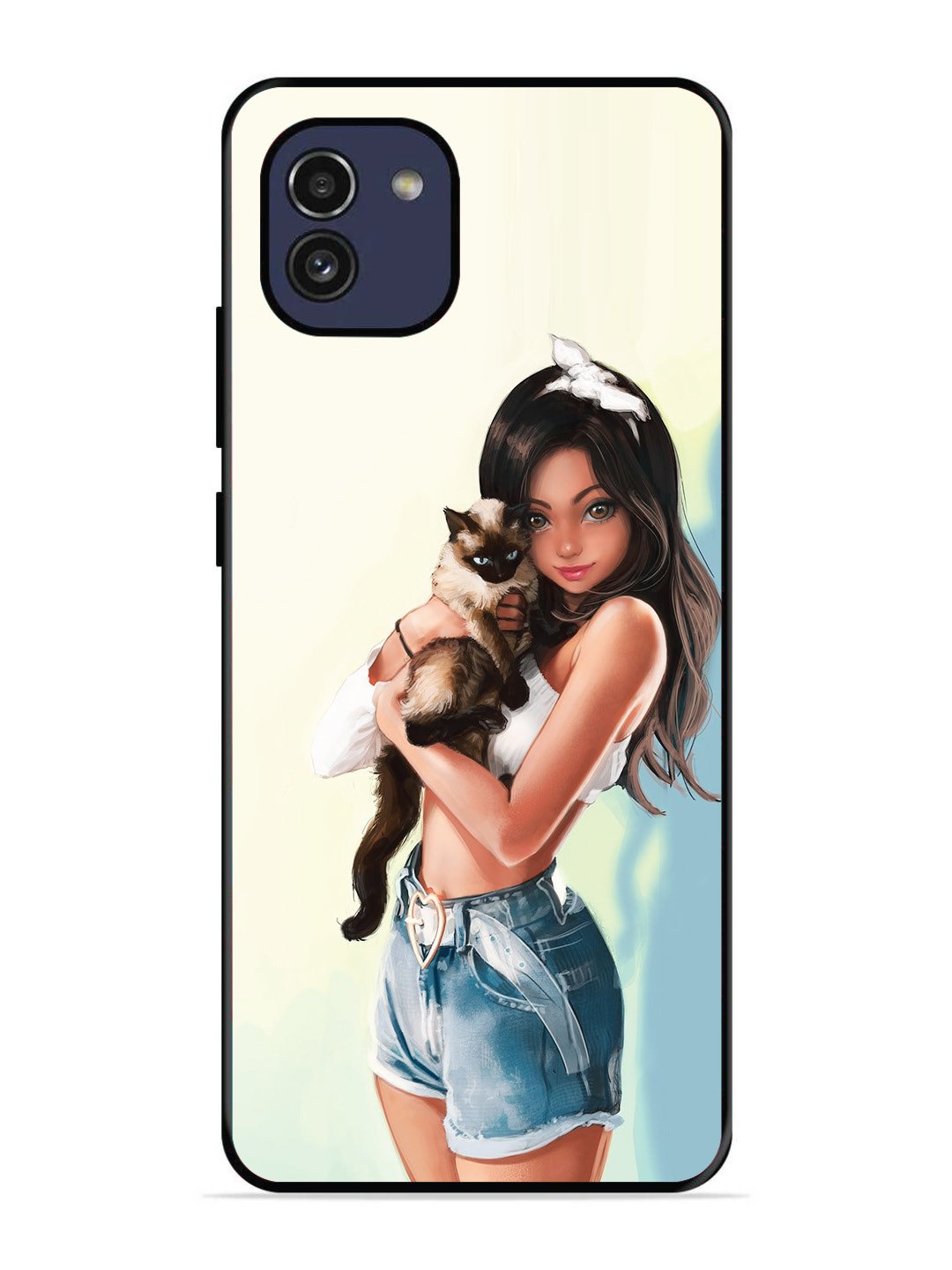 Samsung Galaxy A03 Cute Girl with Cat