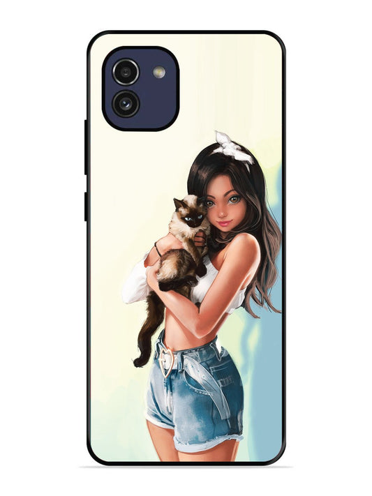 Samsung Galaxy A03 Cute Girl with Cat