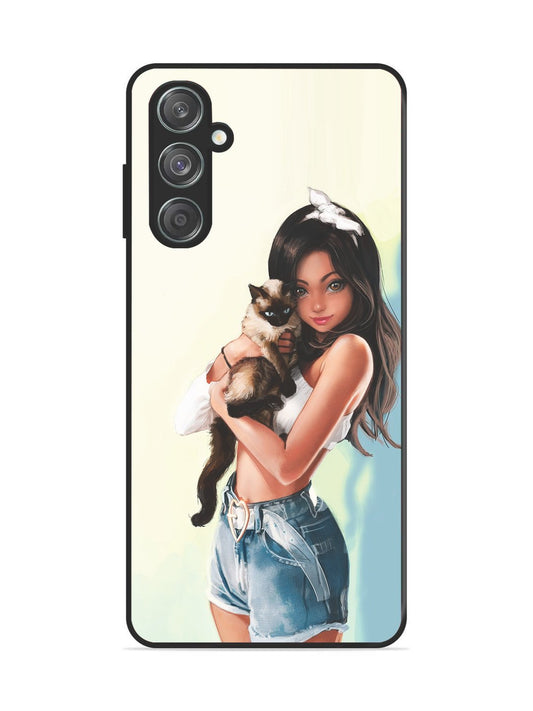 Samsung Galaxy F55 5g Cute Girl with Cat