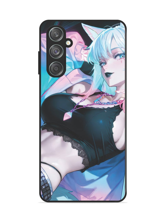 Samsung Galaxy F55 5g anime girl fox headpohone white Hair