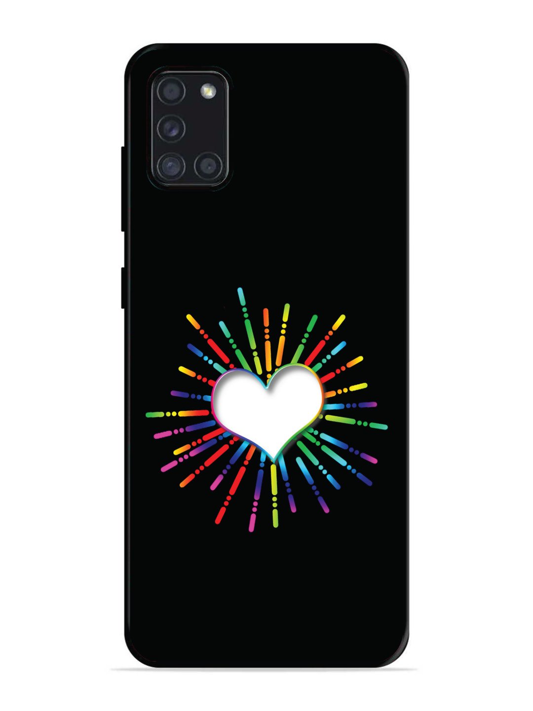 Samsung Galaxy A31 Colourful Heart on Black