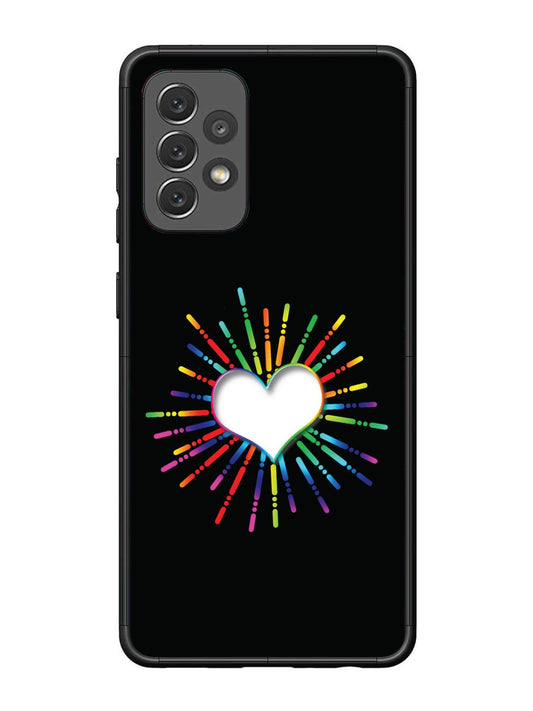 Samsung Galaxy A72 Colourful Heart on Black