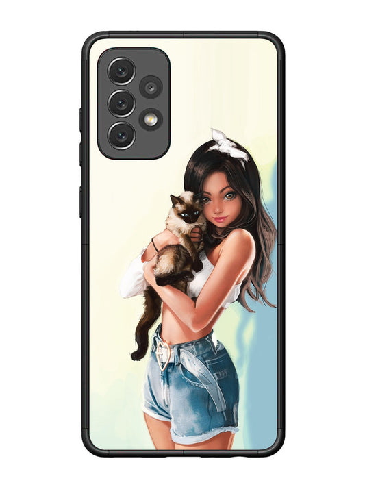 Samsung Galaxy A72 Cute Girl with Cat