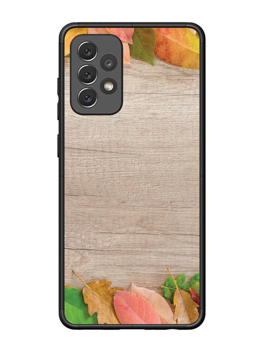 Samsung Galaxy A72 Autumn Leafs On Wooden Table
