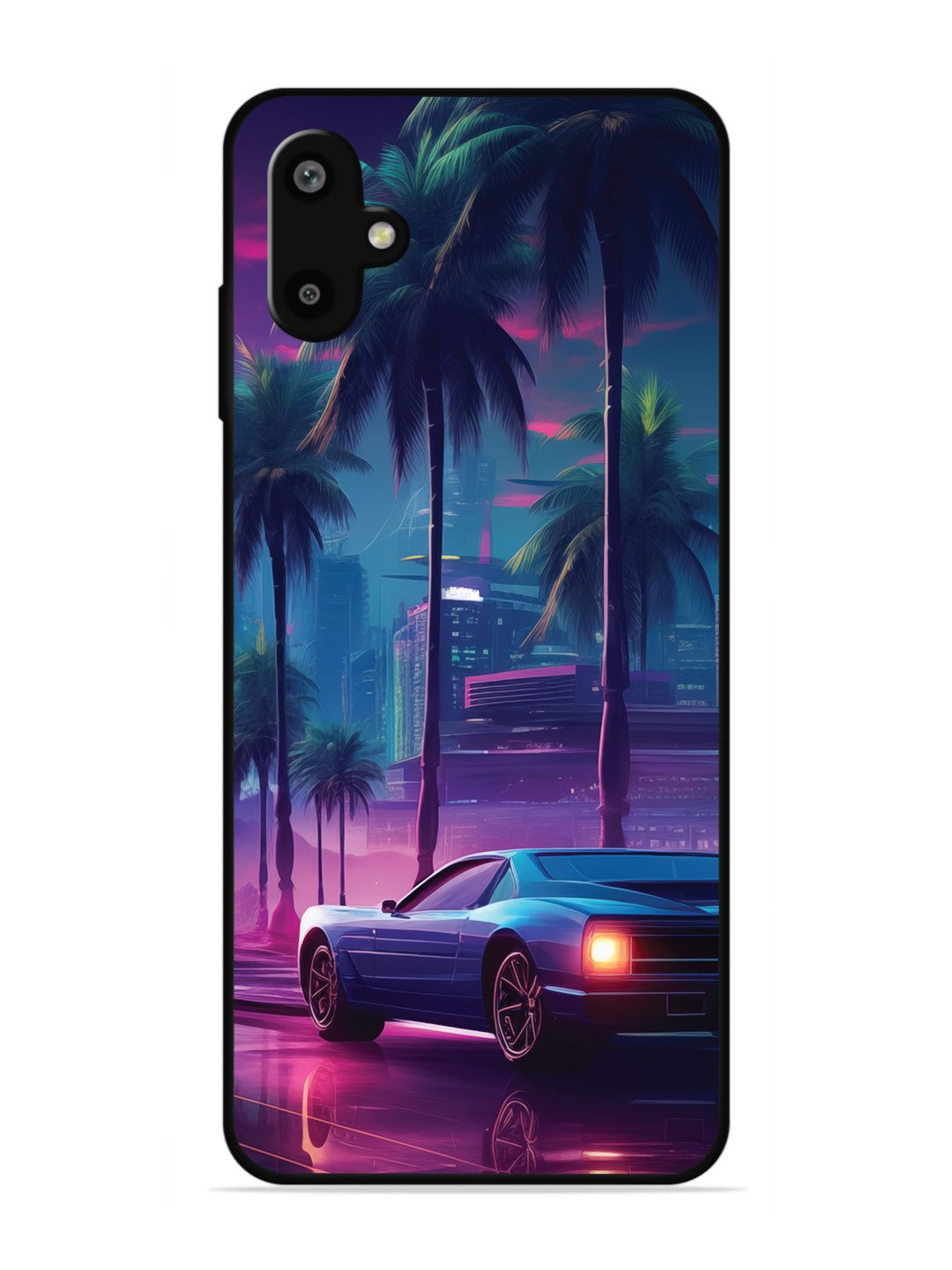 Samsung Galaxy F06 sunset-sports-car-city-palm-trees