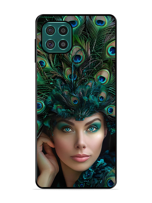 Samsung Galaxy F62 Girl with peacock feather Crown