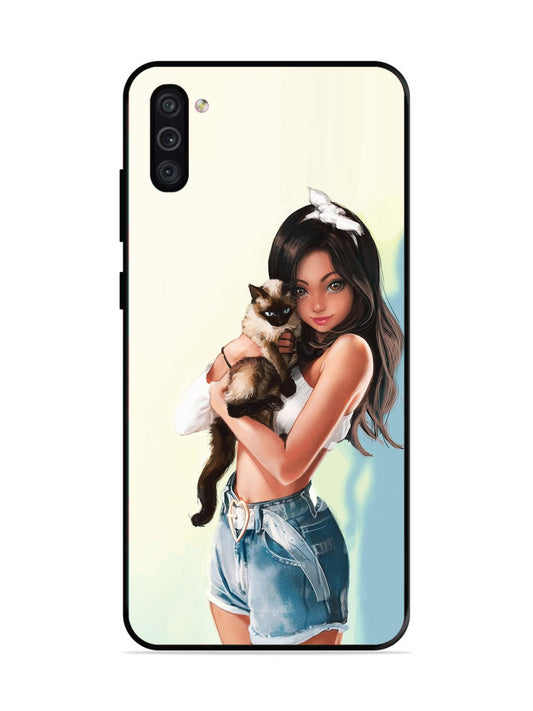 Samsung Galaxy M11 Cute Girl with Cat