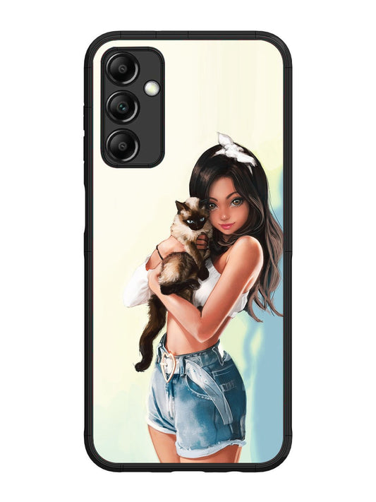 Samsung Galaxy M14 4G/5G Cute Girl with Cat