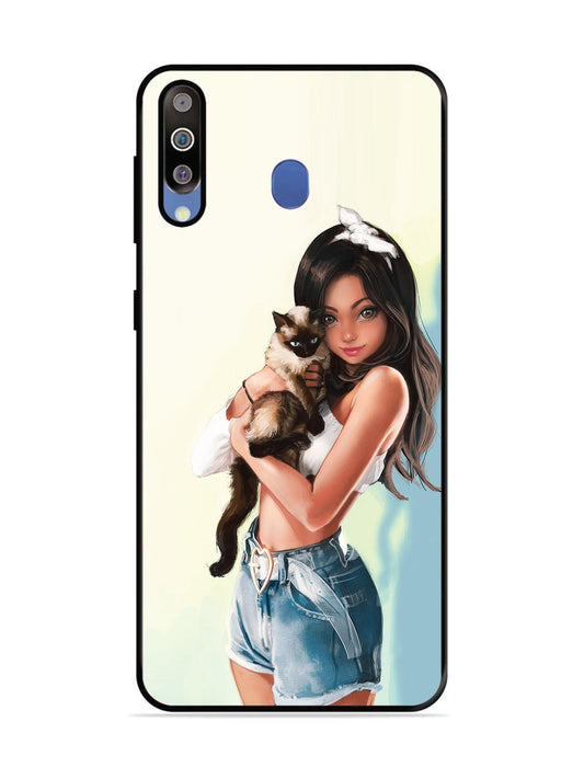 Samsung Galaxy M30 Cute Girl with Cat