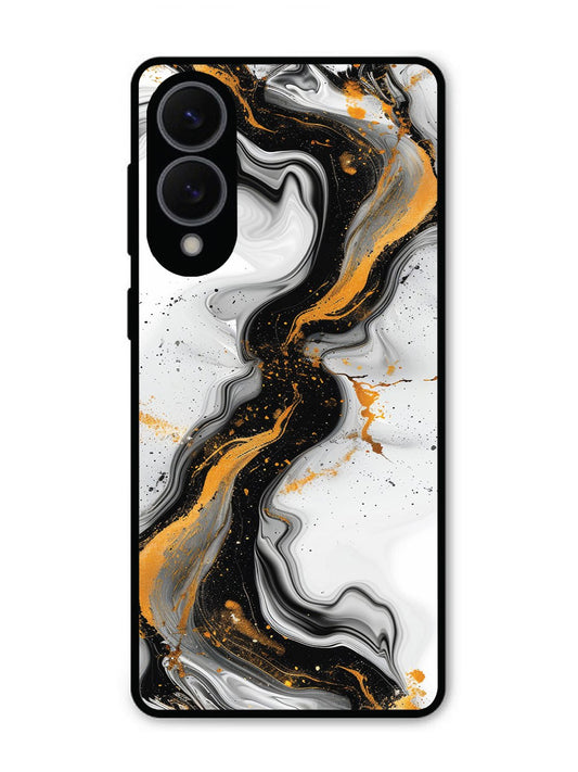 Samsung S25 Edge Black And Golden Marble Essence