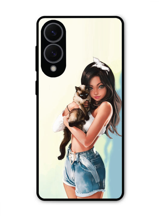 Samsung S25 Edge Cute Girl with Cat