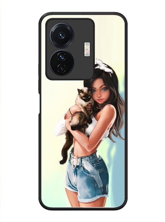 Vivo T1 Pro Cute Girl with Cat