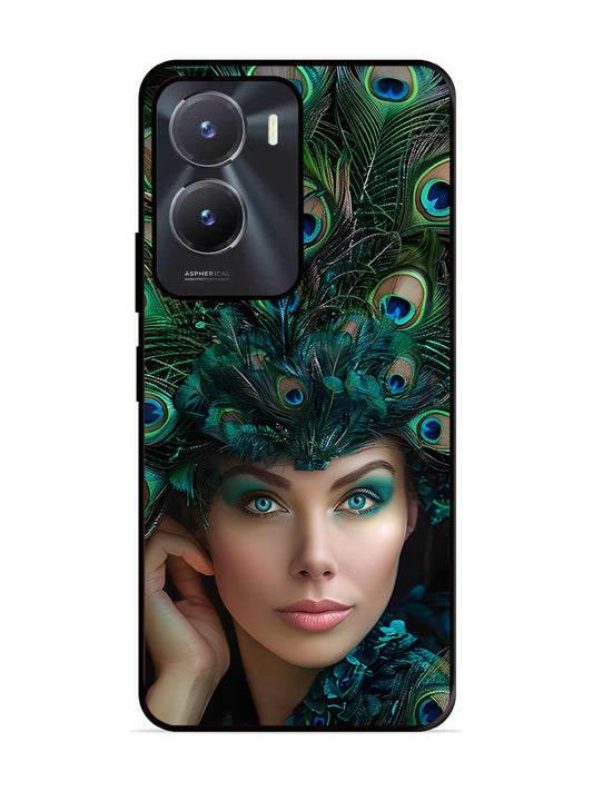 Vivo Y16 Girl with peacock feather Crown