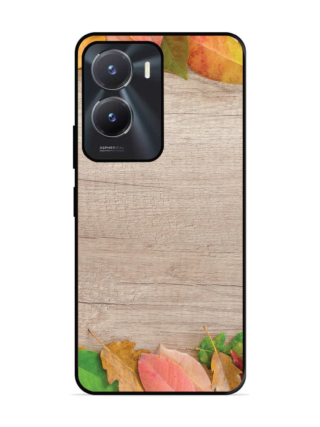 Vivo Y16 Autumn Leafs On Wooden Table