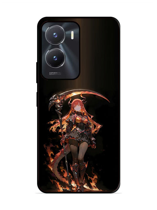Vivo Y16 anime-girl-sycthe-red-hair-horn