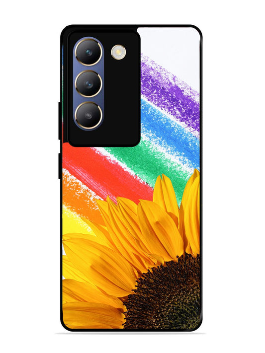 Vivo Y200E Sunflower on Colourful Lines