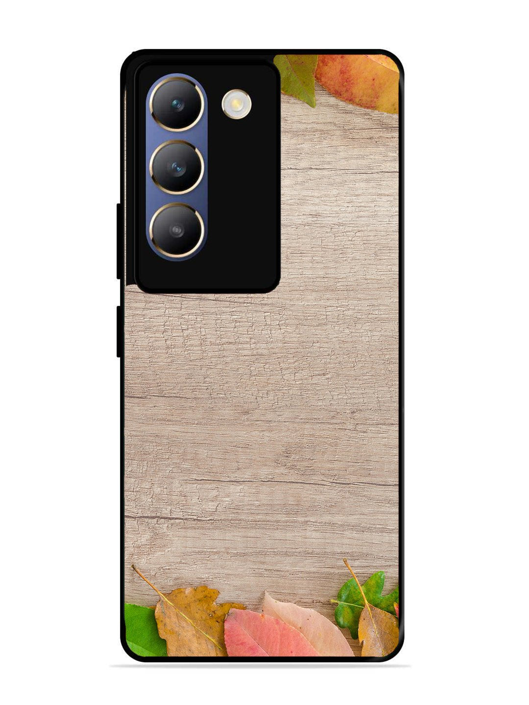 Vivo Y200E Autumn Leafs On Wooden Table