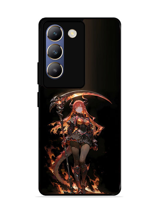 Vivo T3 5G anime-girl-sycthe-red-hair-horn